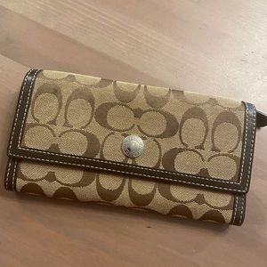 Coach Leather and Jacquard Fabric Wallet